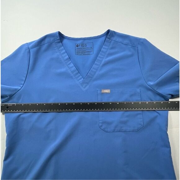 FIGS Catarina One Pocket V Neck Scrub Top Short Sleeve Ceil Blue Womens Size XL - Picture 6 of 9